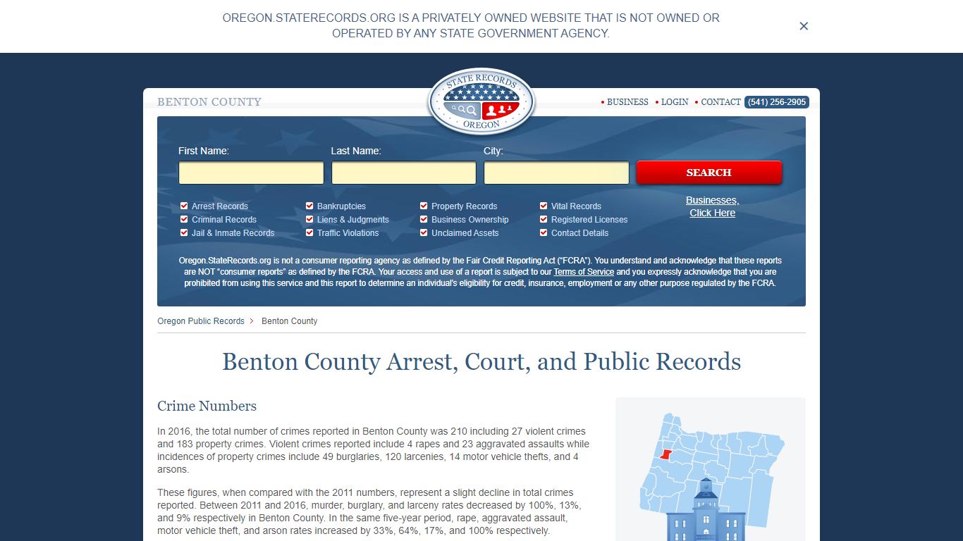 Benton County Arrest, Court, and Public Records