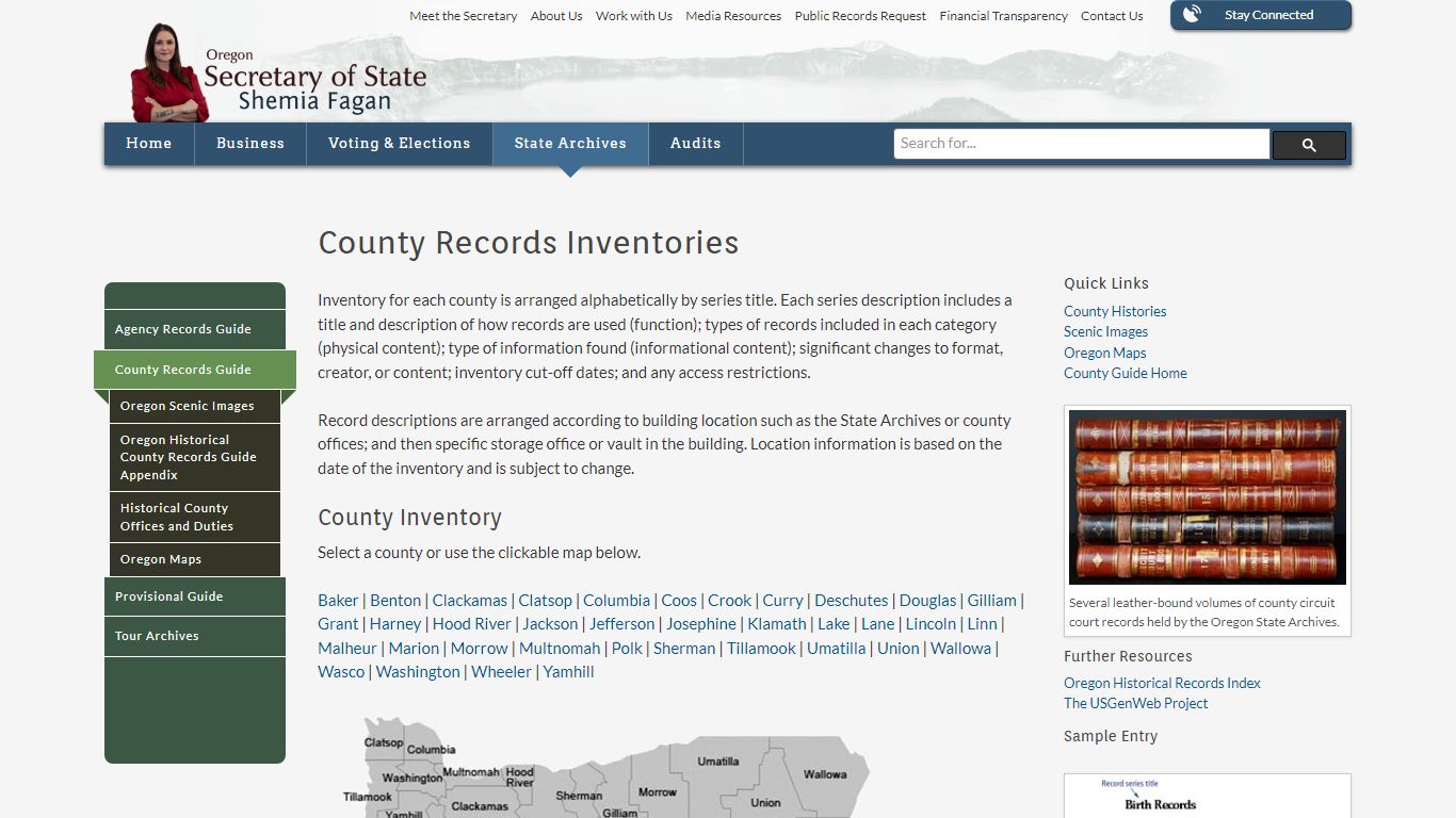 State of Oregon: County Records Guide - County Records Inventories